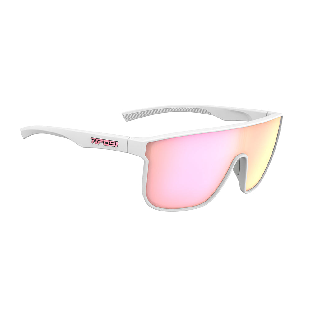 Tifosi Sanctum XL Sunglasses Matte White with Pink Mirror Lens