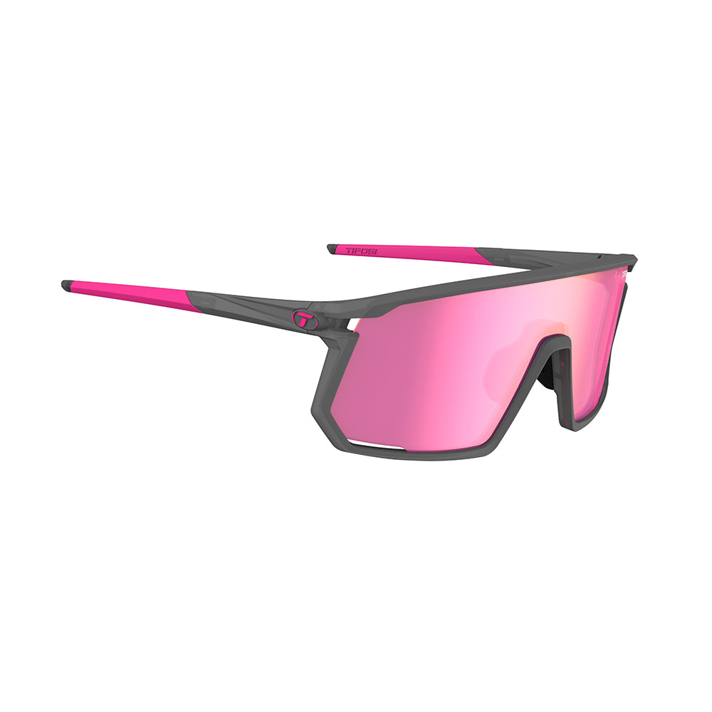 Tifosi Moab Sunglasses Satin Vapor with Clarion Sunset Pink AC Red and Clear Lens