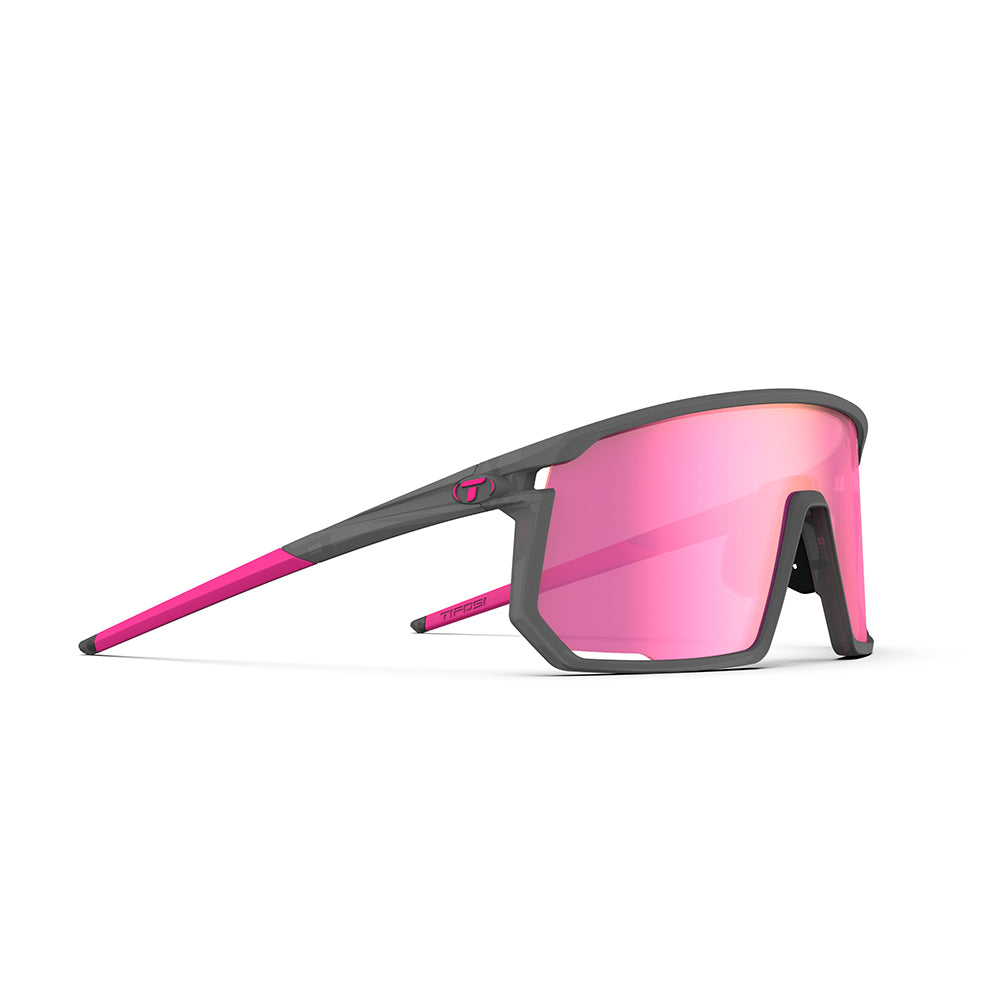 Tifosi Moab Sunglasses Satin Vapor with Clarion Sunset Pink AC Red and Clear Lens