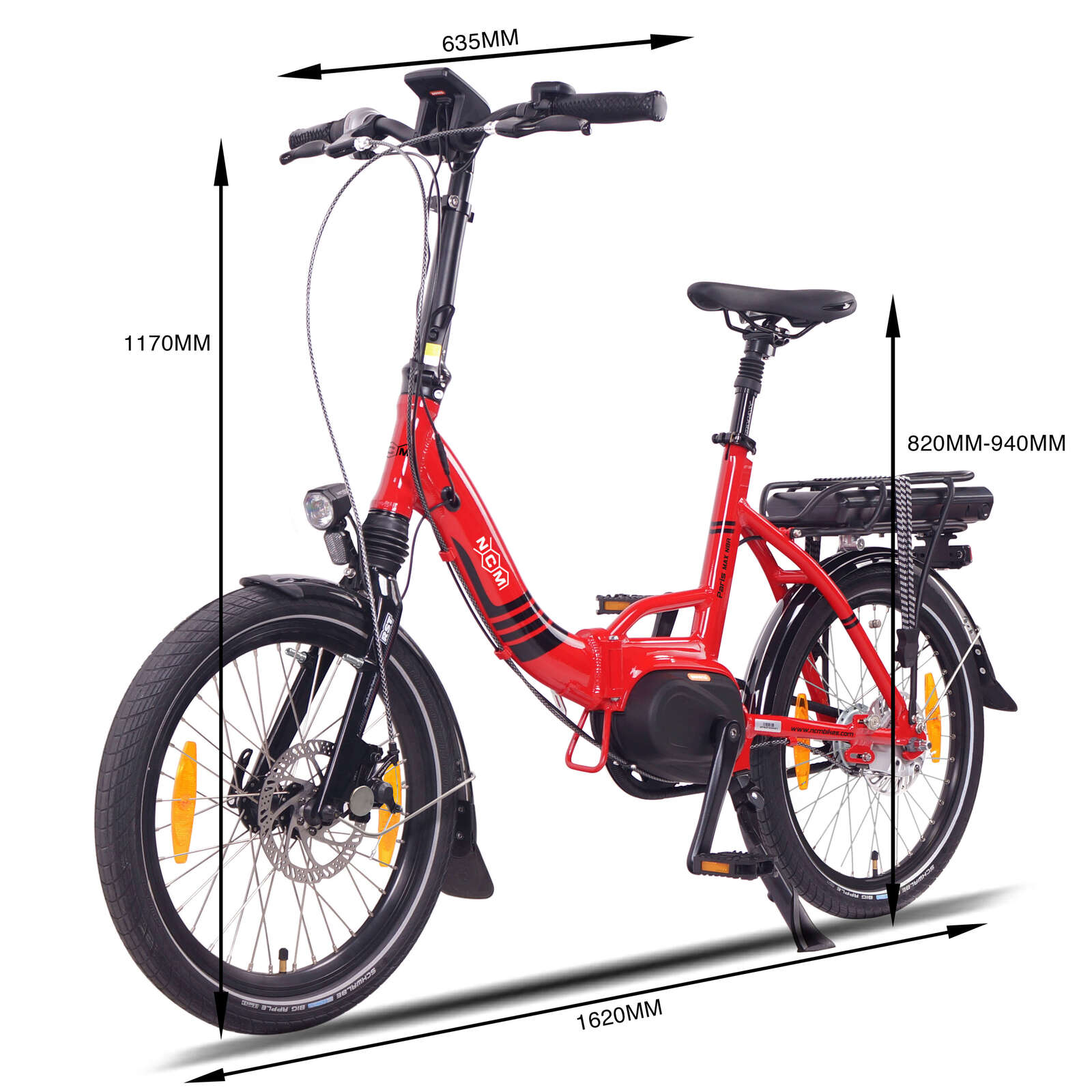 NCM Paris Max N8R Folding E-Bike, 36V 14Ah 504Wh 20