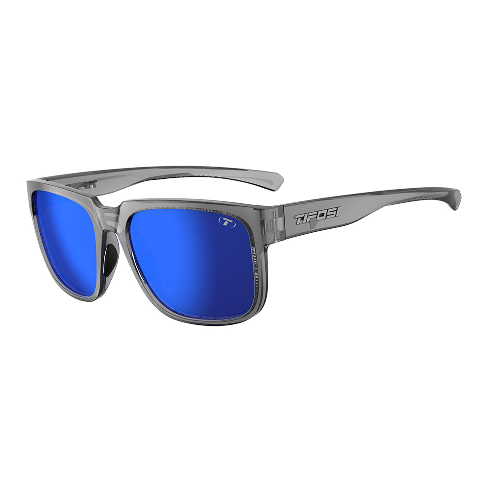 Tifosi Shumo Sunglasses Crystal Smoke with Cobalt Blue Mirror Lens