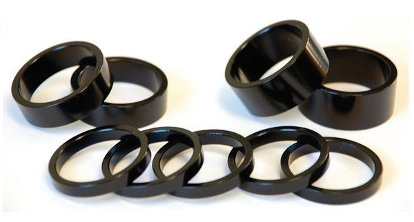 1-1/8&quot; Black Spacers 2.5mm - Papanui Cycles
