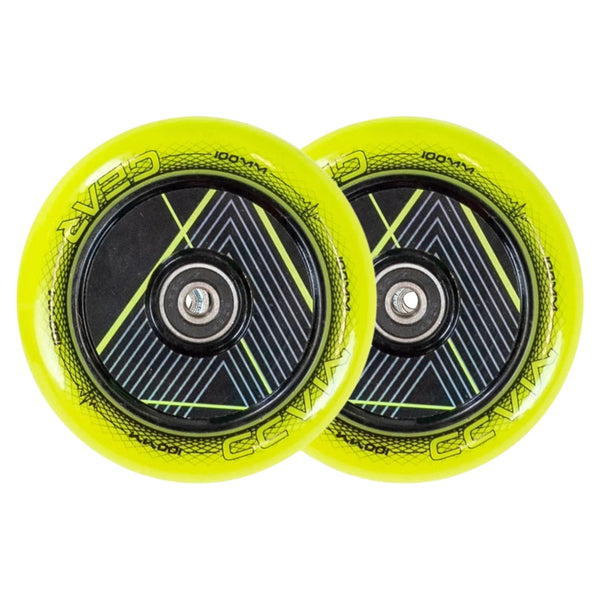 PAIR MADD GEAR 100MM RAVEN HOLLOW CORE WHEEL GREEN