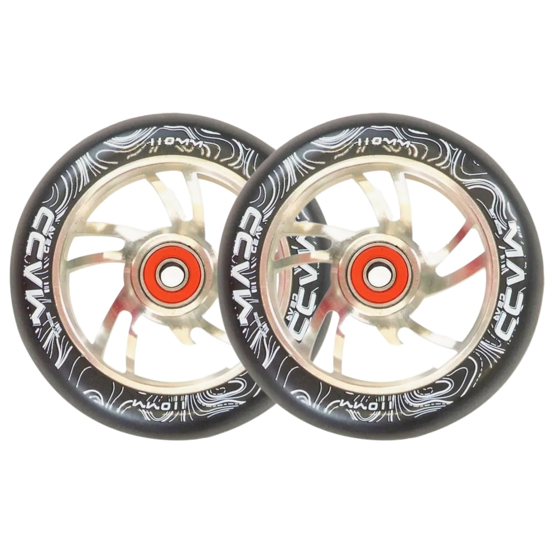 PAIR MADD GEAR 110MM FORCE ALLOY CORE WHEEL SILVER