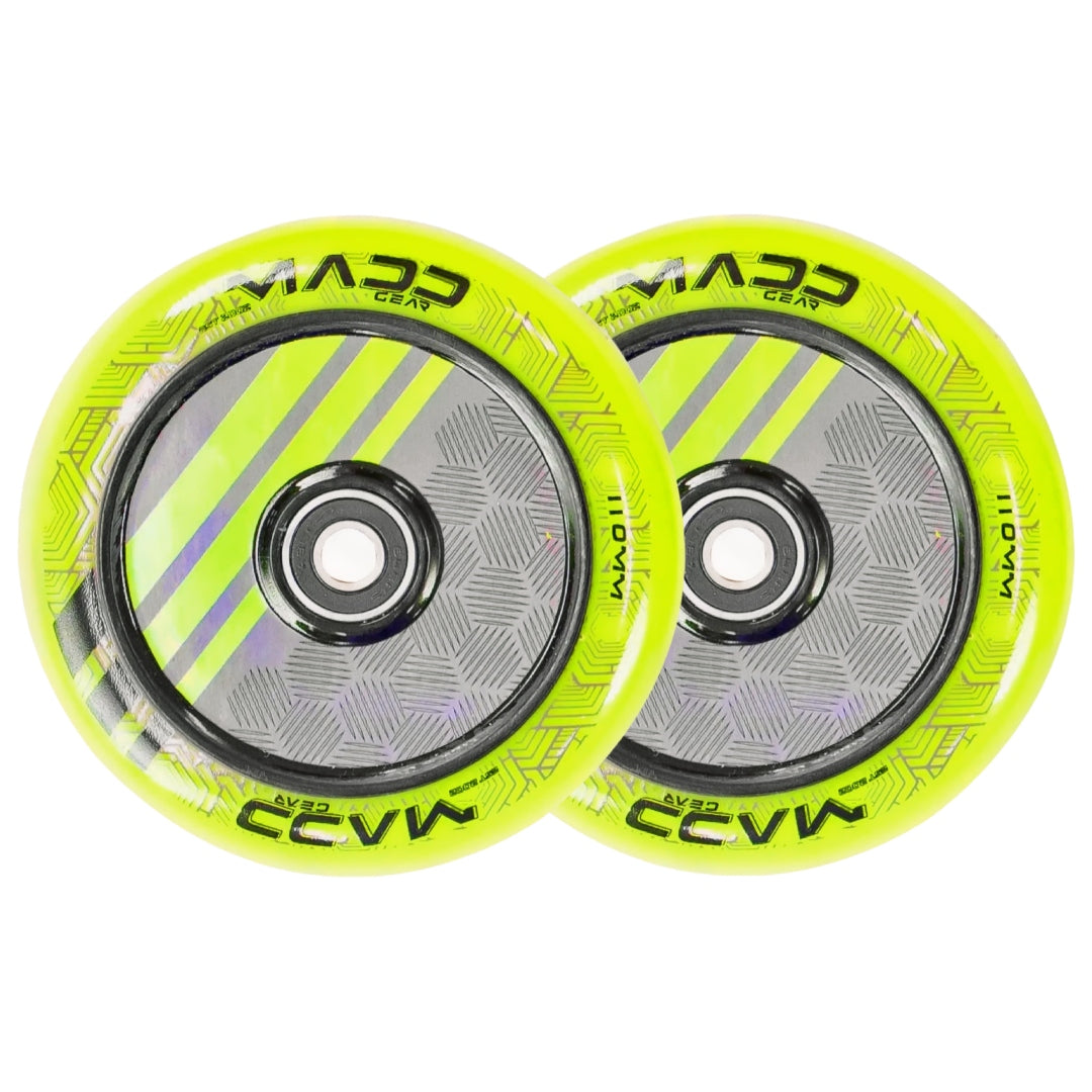 PAIR MADD GEAR 110MM ZEN HOLLOW CORE WHEEL GREEN
