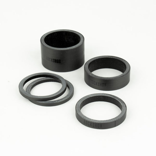 RockShox Headset Spacer Set, UD Carbon, Gloss Black Logo (2.5mm x 2, 5mm x 1, 10mm x 1, 20mm x 1)
