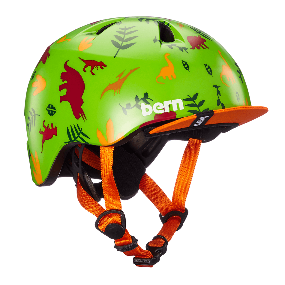 Bern Tigre Satin Green Dino w/ Visor – XXS - Papanui Cycles