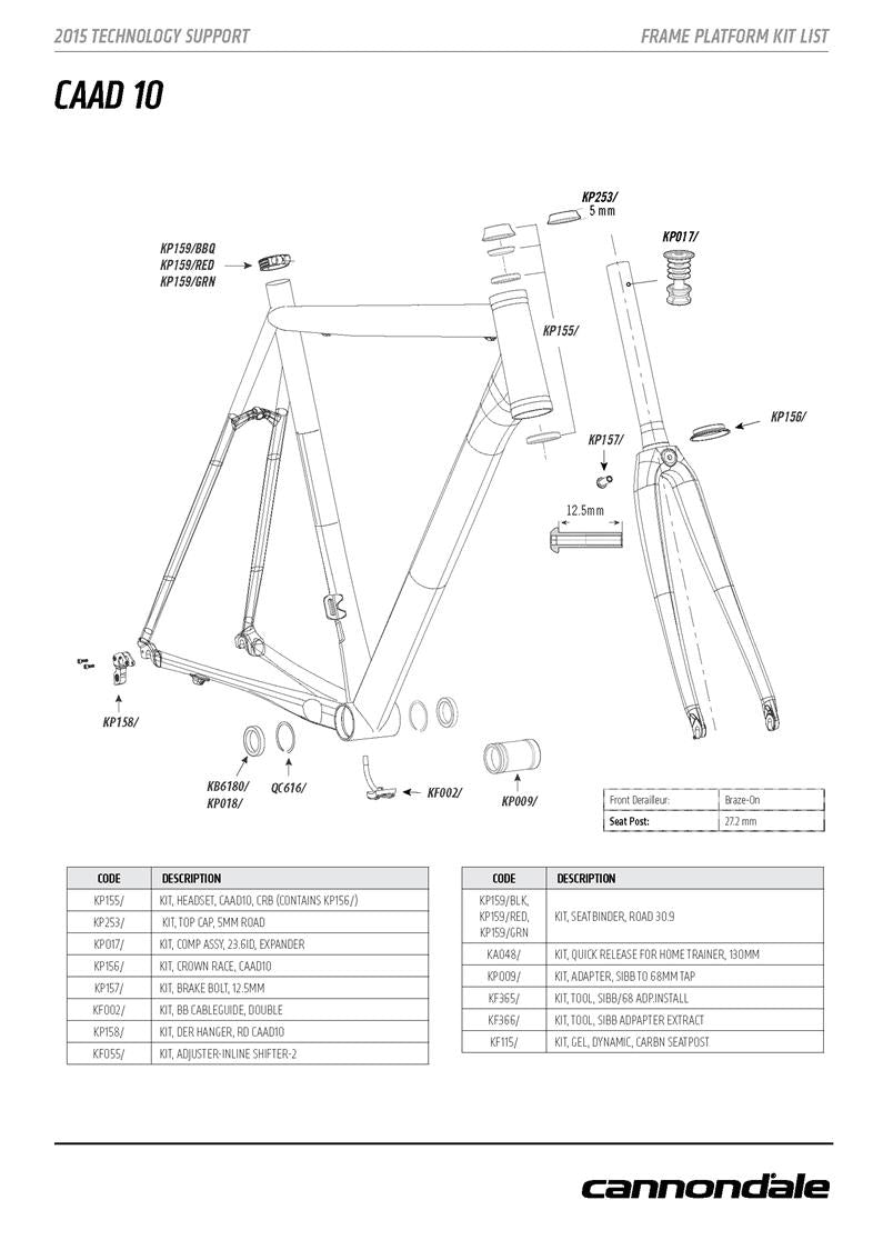 CAAD 10 Spares 2012 - 2015 - Papanui Cycles