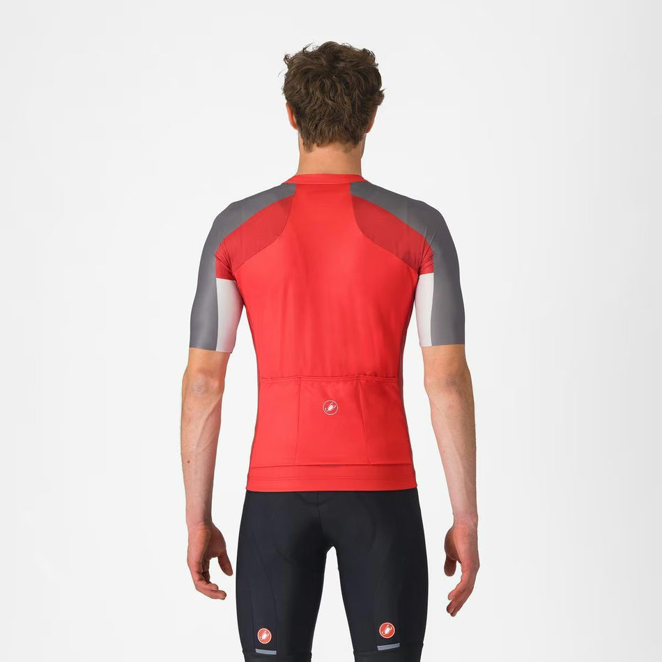 Castelli Entrata 6 Jersey Red/Smoky Gray - Silver Gray
