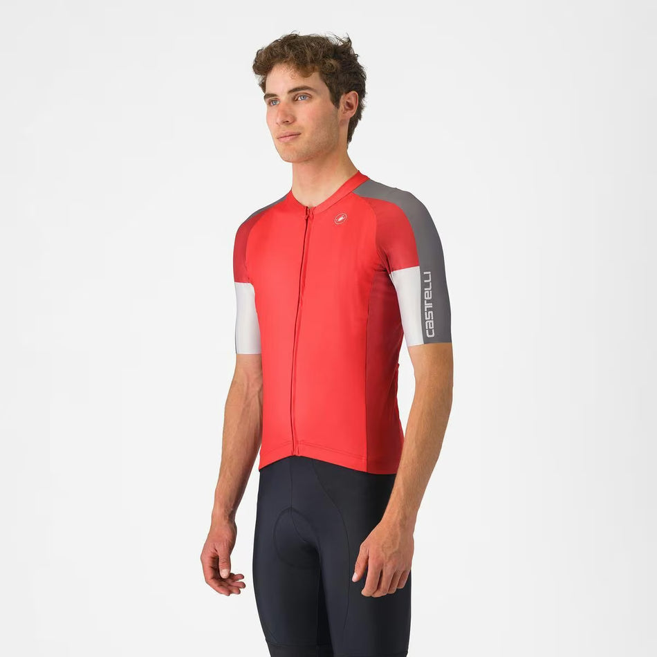Castelli Entrata 6 Jersey Red/Smoky Gray - Silver Gray