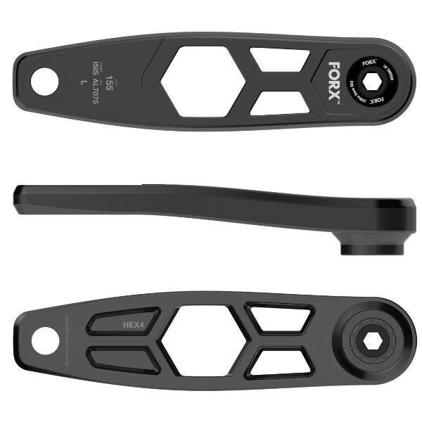 Forx E-bike Cranks HEX4 ETOR 155 Black or Silver 1 Pair - Papanui Cycles