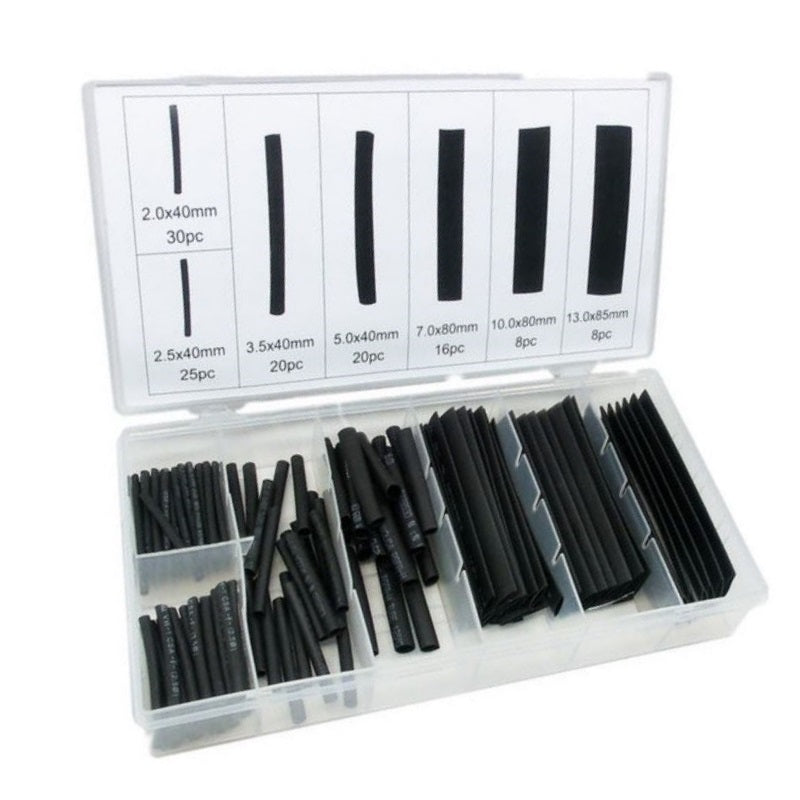Heat Shrink Assortment 127 Piece Black - Papanui Cycles