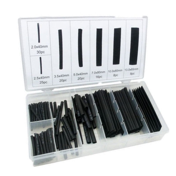 Heat Shrink Assortment 127 Piece Black - Papanui Cycles