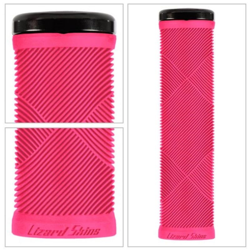Lizard Skins Strata Lock-On Grips Neon Pink - Papanui Cycles