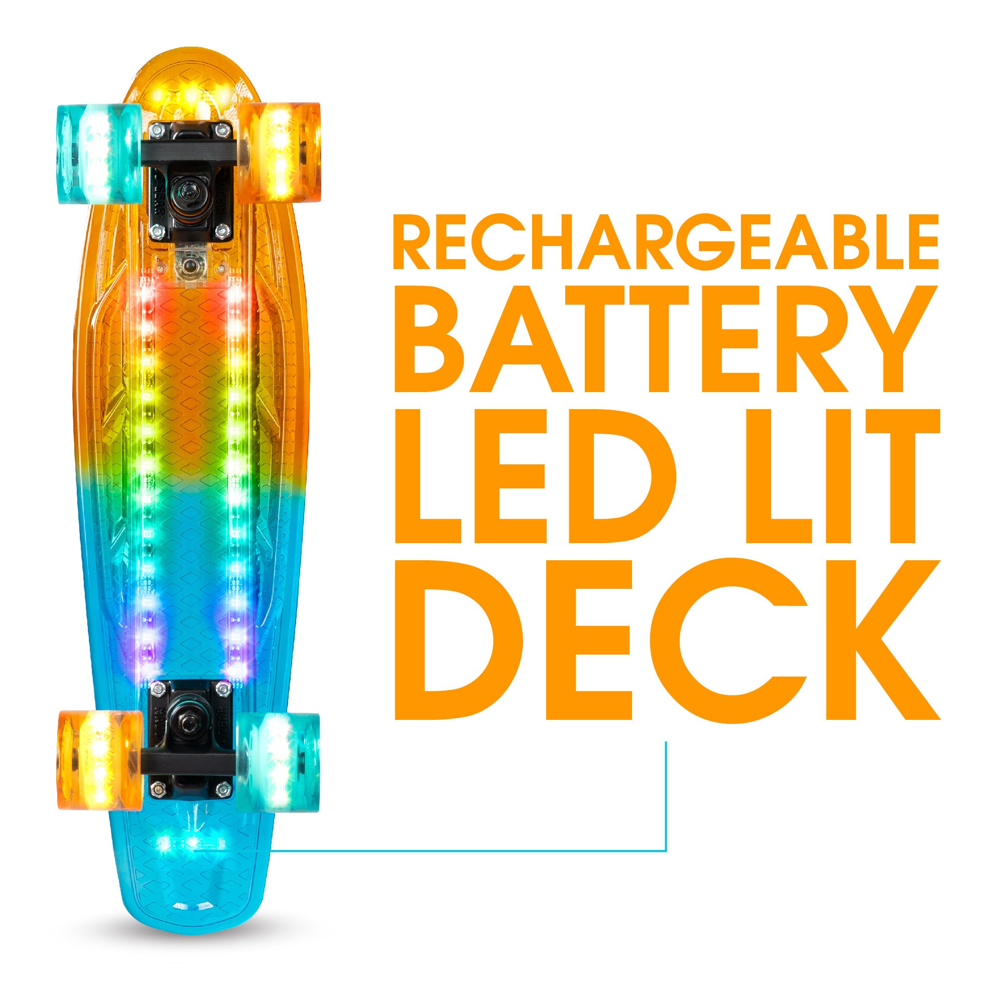 MADD LIGHT UP DECK RETRO BOARD ORANGE / TEAL