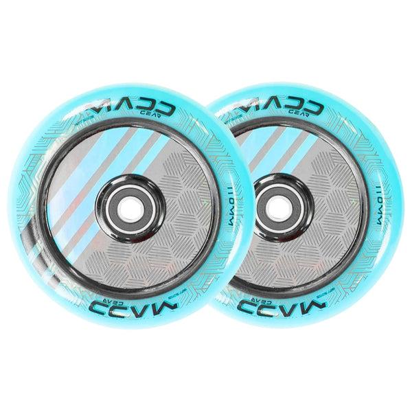 PAIR MADD GEAR 110MM ZEN HOLLOW CORE WHEEL BLUE