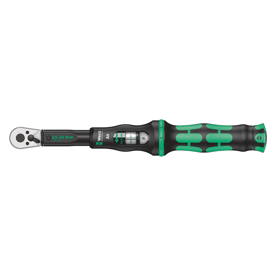 Wera Click-Torque A6 2.5-25 Nm 1/4" Hex Drive Reversible Torque Wrench