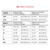 X4 Knee Size Chart