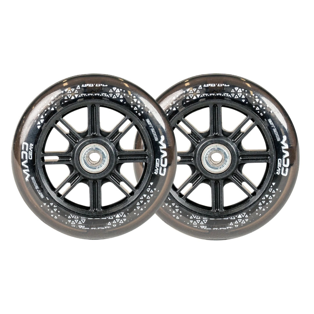 PAIR MADD GEAR 125MM RUSH 125 LIGHT UP WHEEL BLACK / CLEAR PU