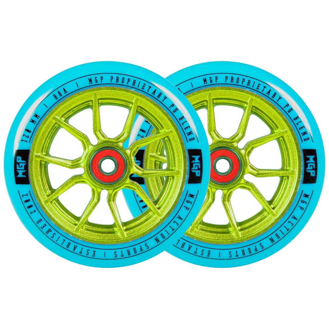 PAIR MADD GEAR 120MM SYNDICATE AR WHEELS BLUE / GREEN