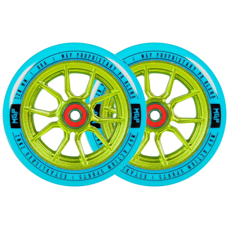 PAIR MADD GEAR 120MM SYNDICATE AR WHEELS BLUE / GREEN