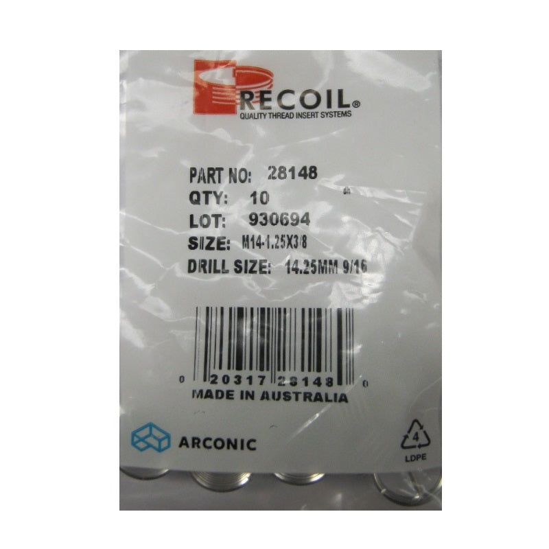 Recoil M14 x 1.25 x 3/8 Thread Repair Inserts - Packaging