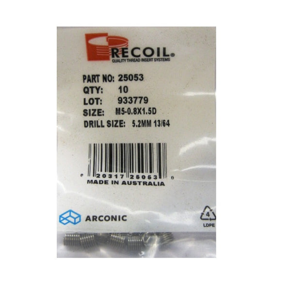 Recoil M5 x 0.8 x 1.5D Thread Repair Inserts - Packaging
