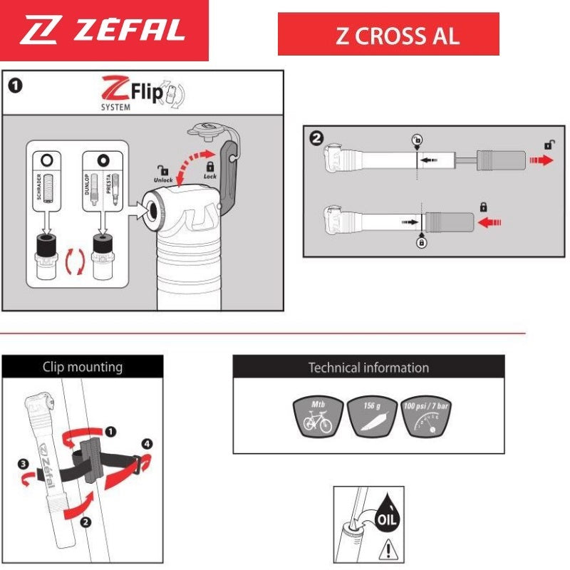 Zefal - Z Cross MTB 100PSI Pump - PUM1097