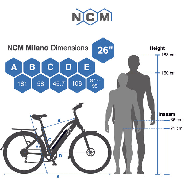 NCM Milano Plus Trekking E-Bike, City-Bike, 48V 16Ah 768Wh Battery