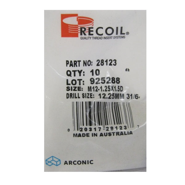 Recoil M12 x 1.25 x 1.5D Thread Repair Inserts - Packaging