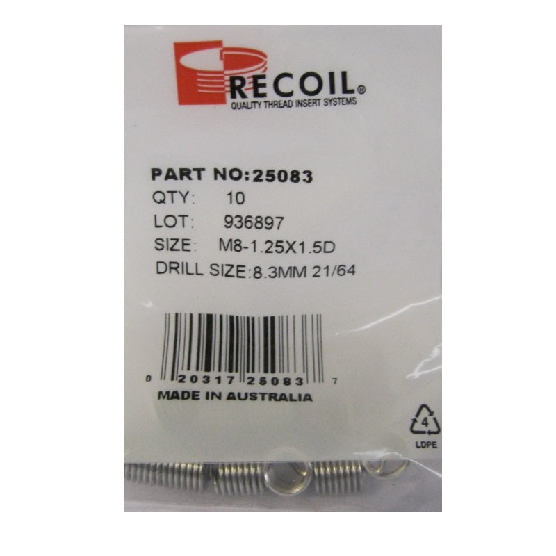 Recoil M8 x 1.25 x 1.5D Thread Repair Inserts - Packaging