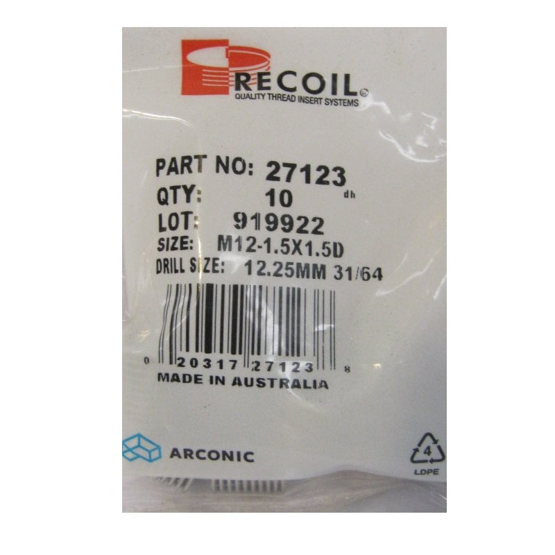 Recoil M12 x 1.5 x 1.5D Thread Repair Inserts - Packaging