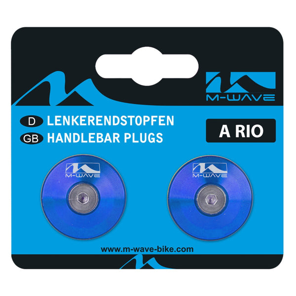 M-Wave Alloy Bar End Plugs Blue - Packaging